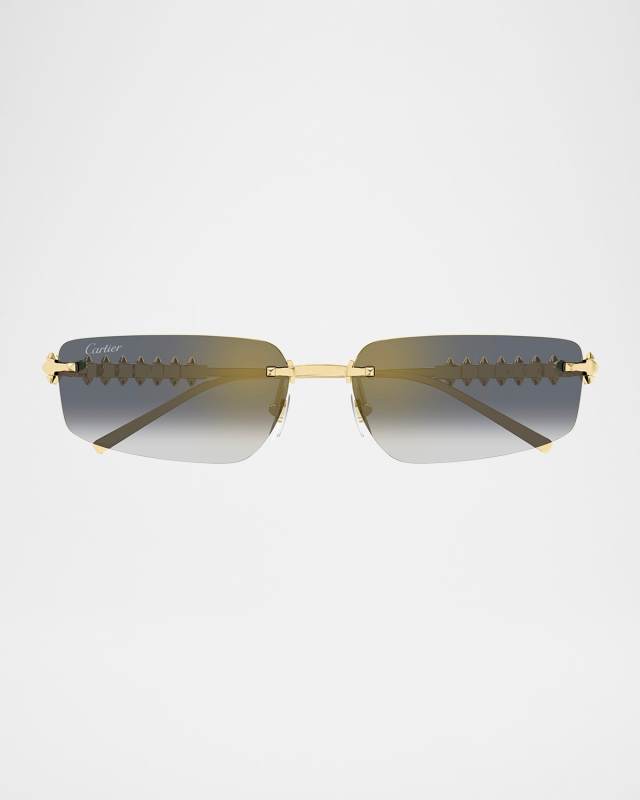 Rimless Metal Rectangle Sunglasses